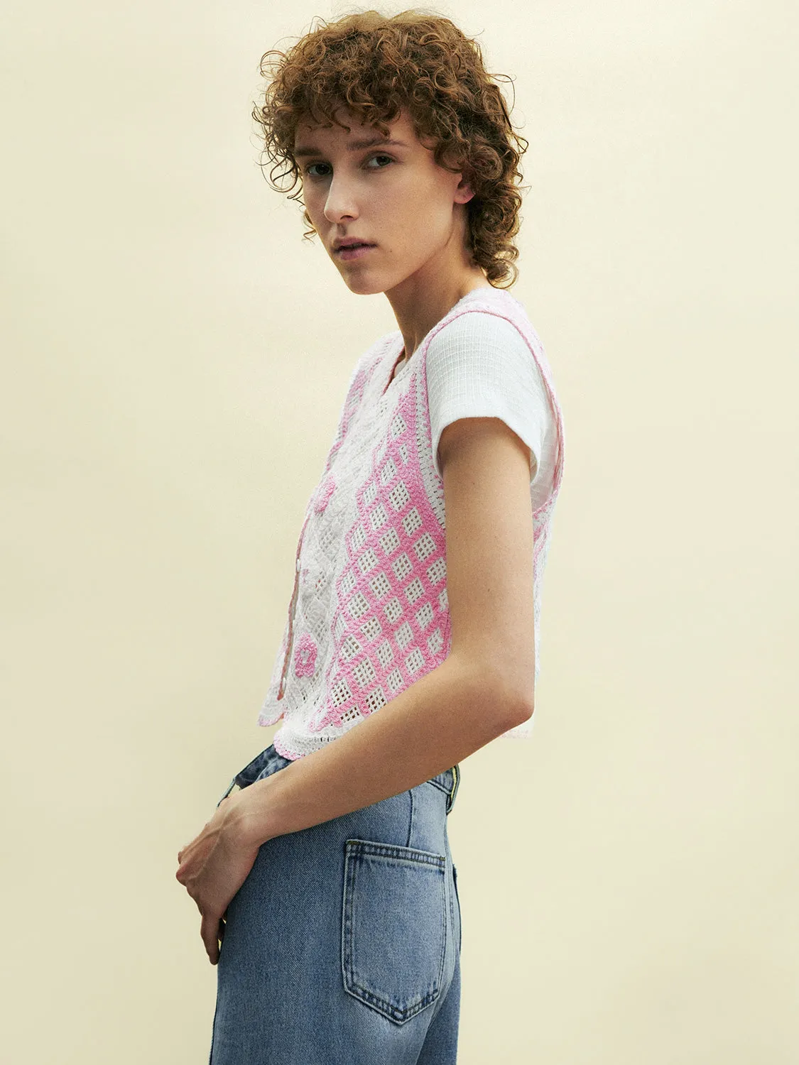 Sleeveless V-Neck Knitted Cardigans