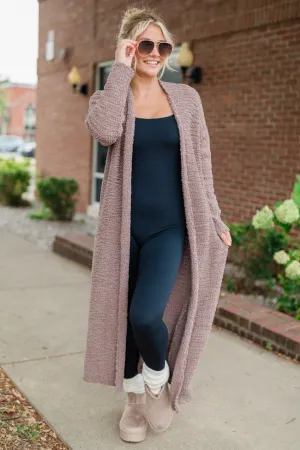 Slow Your Roll Mocha Long Popcorn Cardigan FINAL SALE