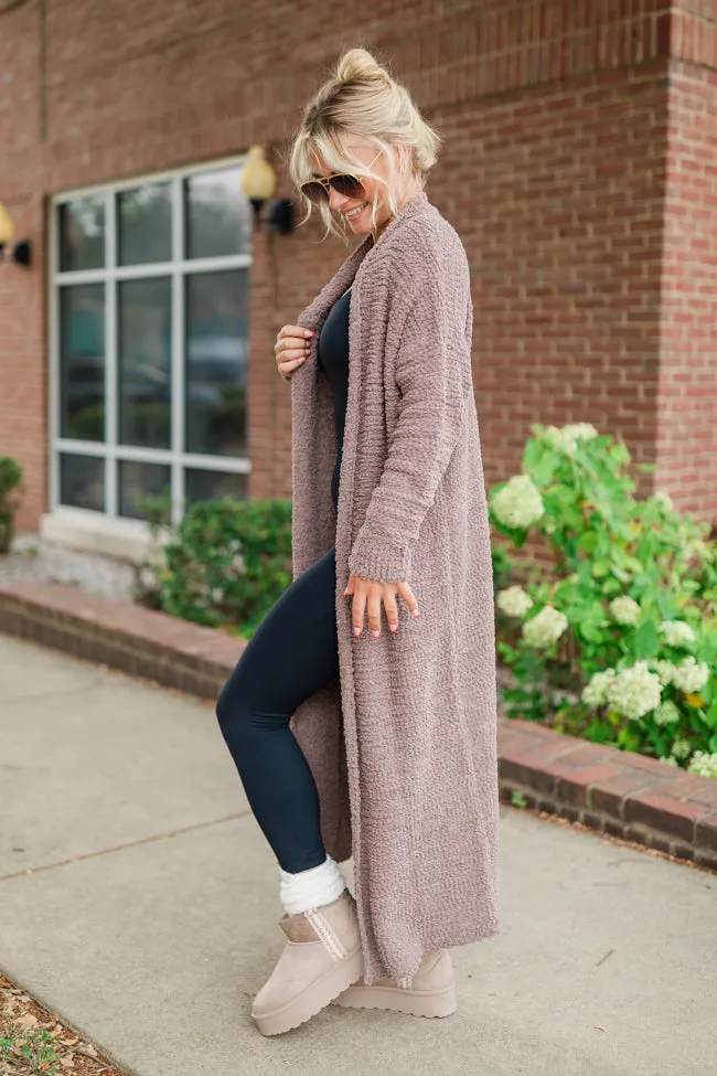 Slow Your Roll Mocha Long Popcorn Cardigan FINAL SALE
