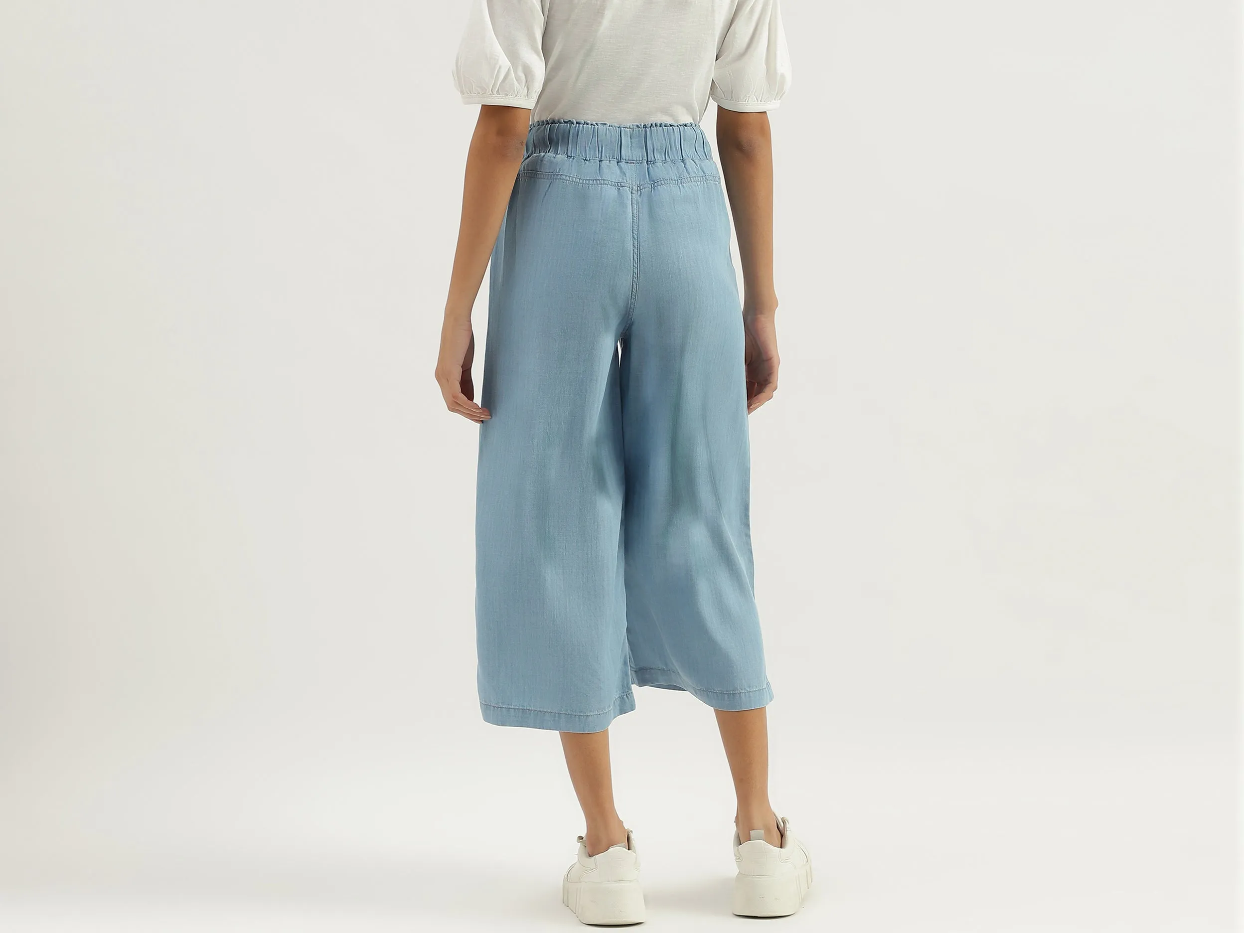 Solid Mid Waist Regular Fit Culottes