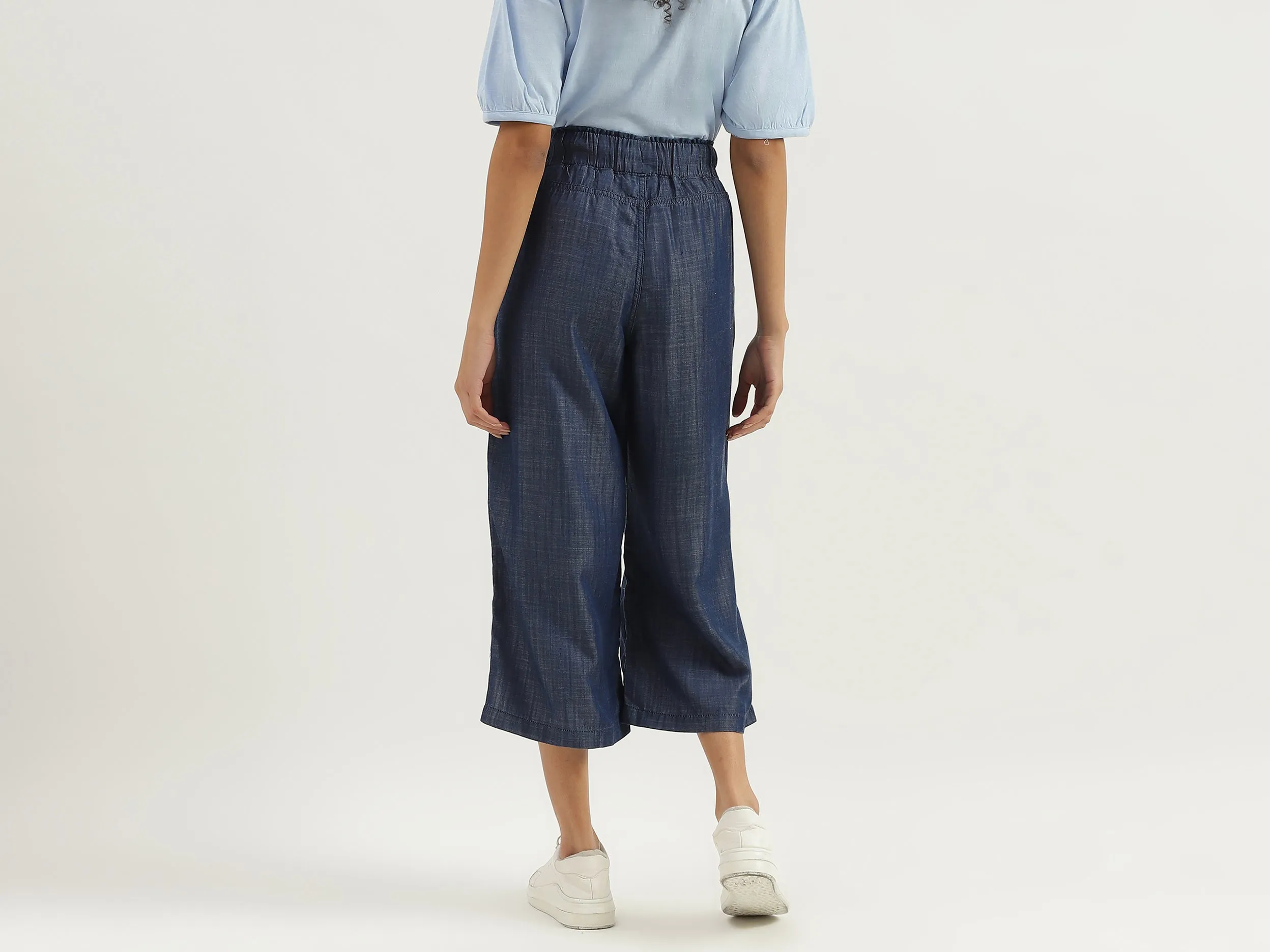 Solid Mid Waist Regular Fit Culottes