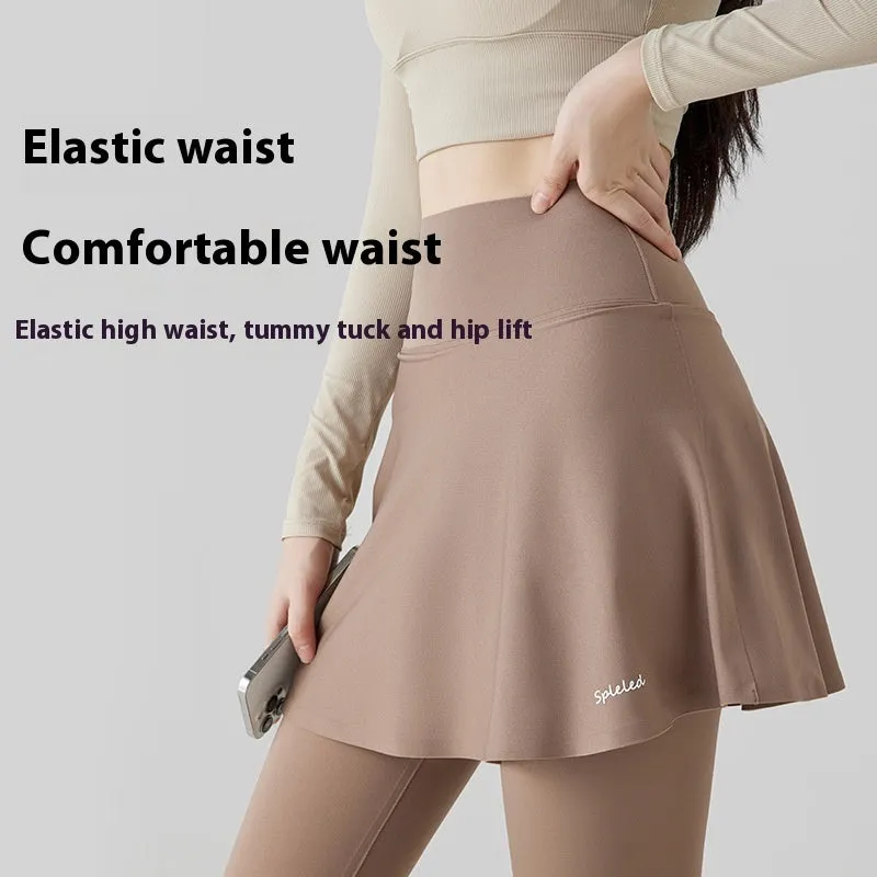 Spring Skort Hip For Two-piece Thin Yoga Live chat support Fake Women And Lift High Culottes Outer Autumn Adjustable Wear Waist