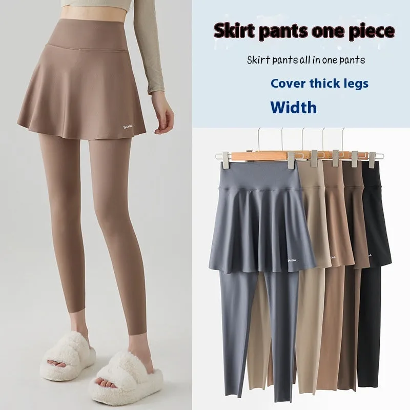 Spring Skort Hip For Two-piece Thin Yoga Live chat support Fake Women And Lift High Culottes Outer Autumn Adjustable Wear Waist