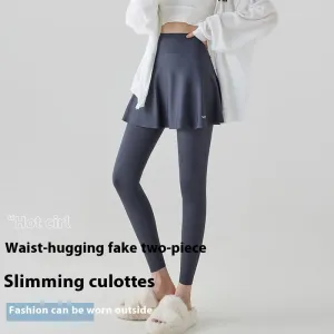 Spring Skort Hip For Two-piece Thin Yoga Live chat support Fake Women And Lift High Culottes Outer Autumn Adjustable Wear Waist