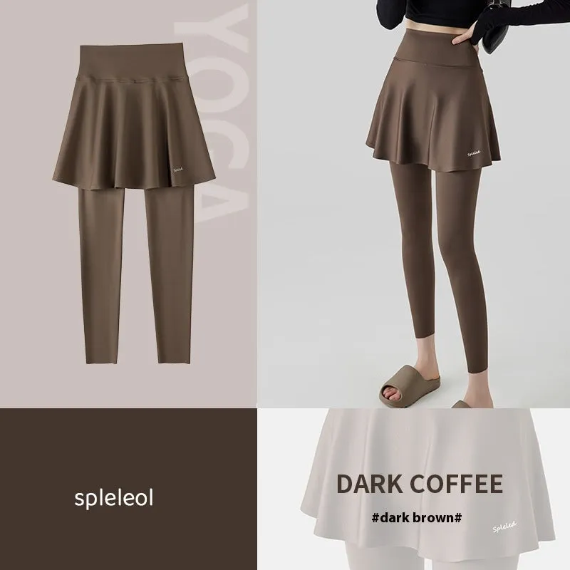 Spring Skort Hip For Two-piece Thin Yoga Live chat support Fake Women And Lift High Culottes Outer Autumn Adjustable Wear Waist