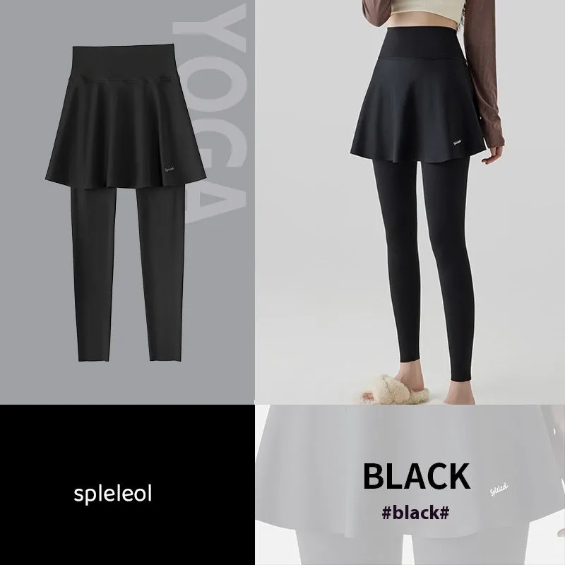 Spring Skort Hip For Two-piece Thin Yoga Live chat support Fake Women And Lift High Culottes Outer Autumn Adjustable Wear Waist