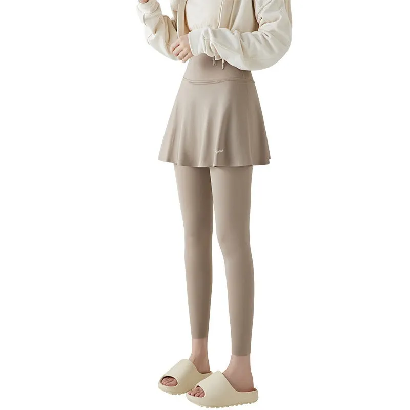 Spring Skort Hip For Two-piece Thin Yoga Live chat support Fake Women And Lift High Culottes Outer Autumn Adjustable Wear Waist