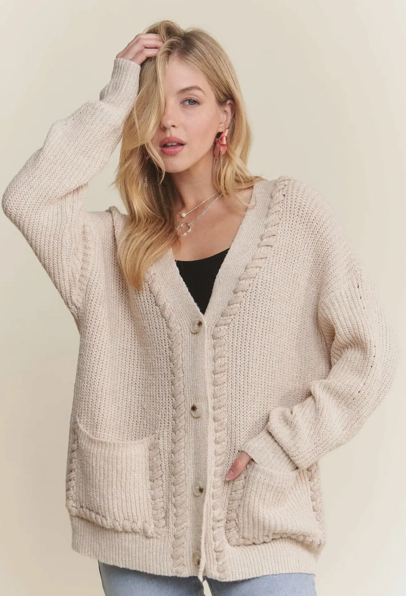STITCH ACCENT CARDIGAN