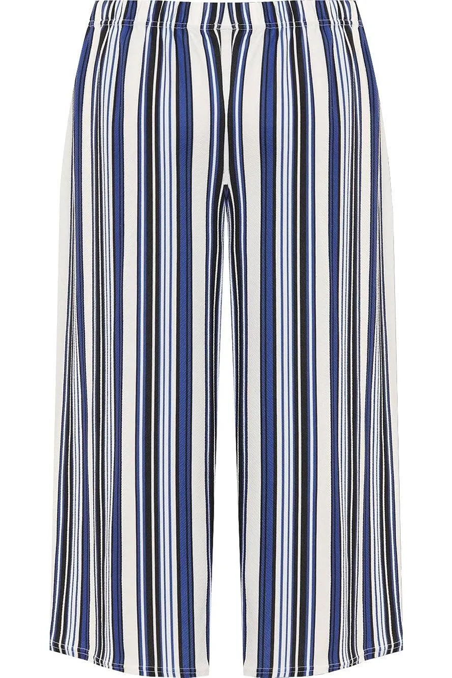 Striped Print 3/4 Culottes Pants
