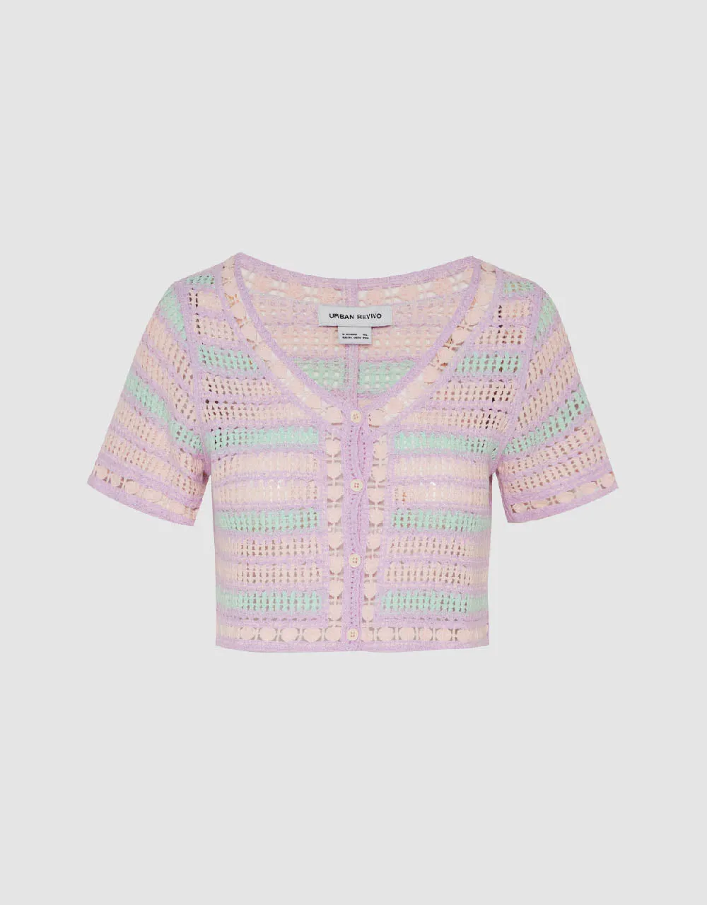Striped V-Neck Knitted Cardigan