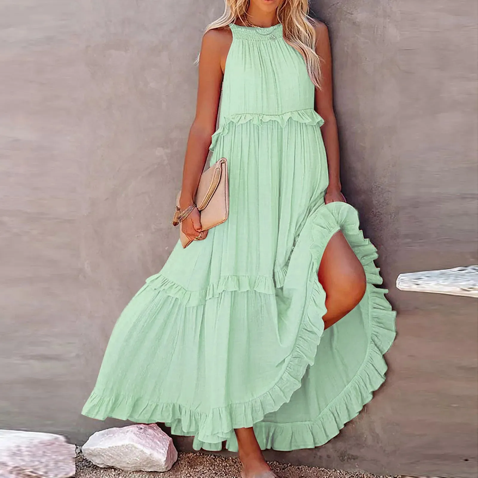 Summer Cute Long Dress Outfits Women 2025 Sleeveless Casual Flowy Plus Size Sexy Maxi Dress Formal Occasions Evening Party