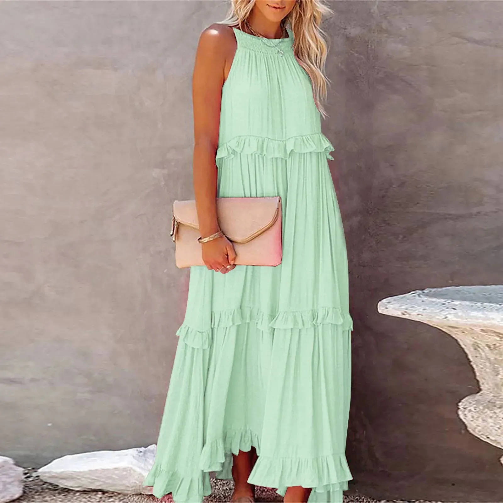 Summer Cute Long Dress Outfits Women 2025 Sleeveless Casual Flowy Plus Size Sexy Maxi Dress Formal Occasions Evening Party