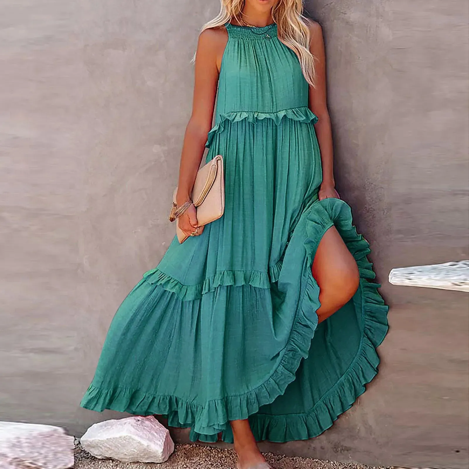 Summer Cute Long Dress Outfits Women 2025 Sleeveless Casual Flowy Plus Size Sexy Maxi Dress Formal Occasions Evening Party