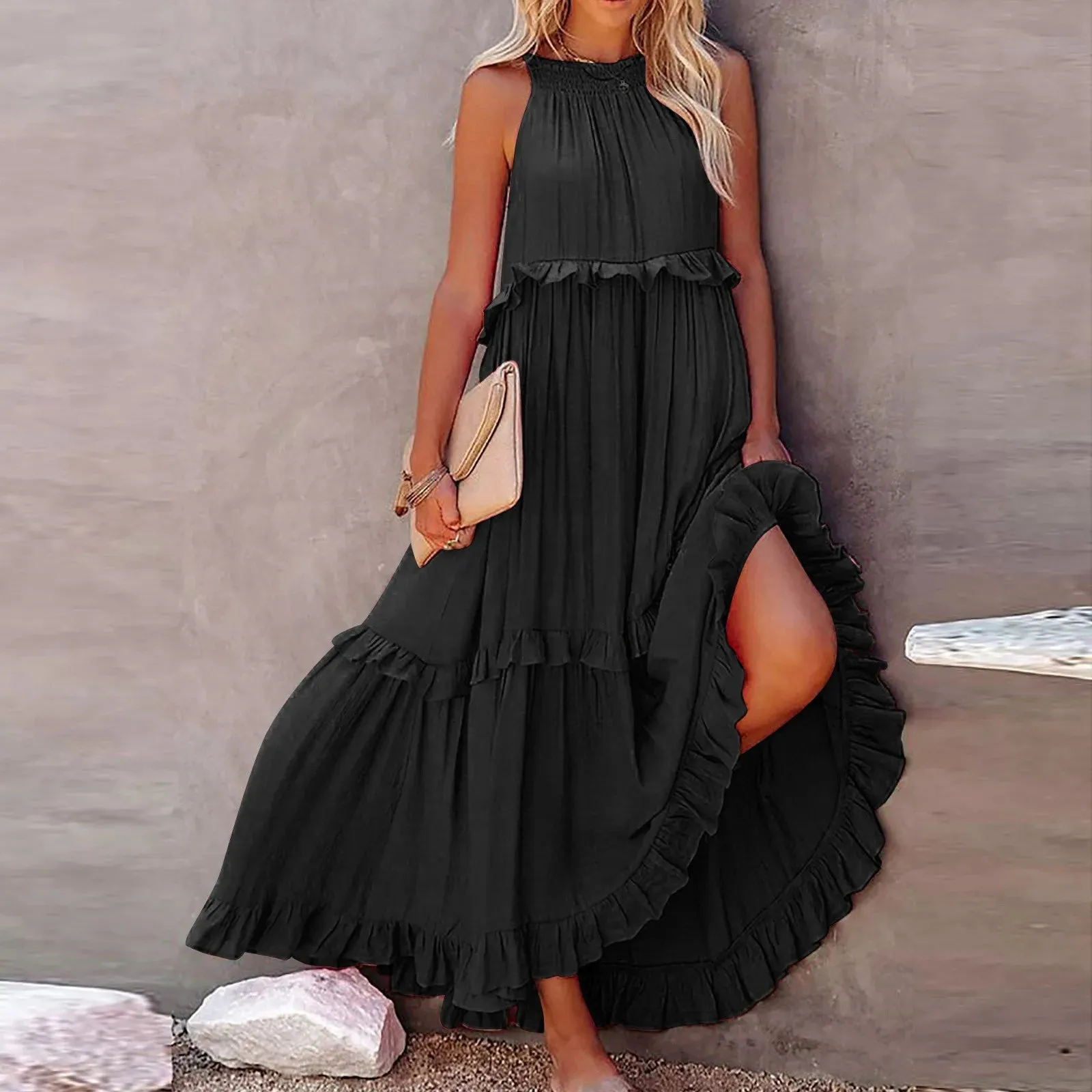 Summer Cute Long Dress Outfits Women 2025 Sleeveless Casual Flowy Plus Size Sexy Maxi Dress Formal Occasions Evening Party