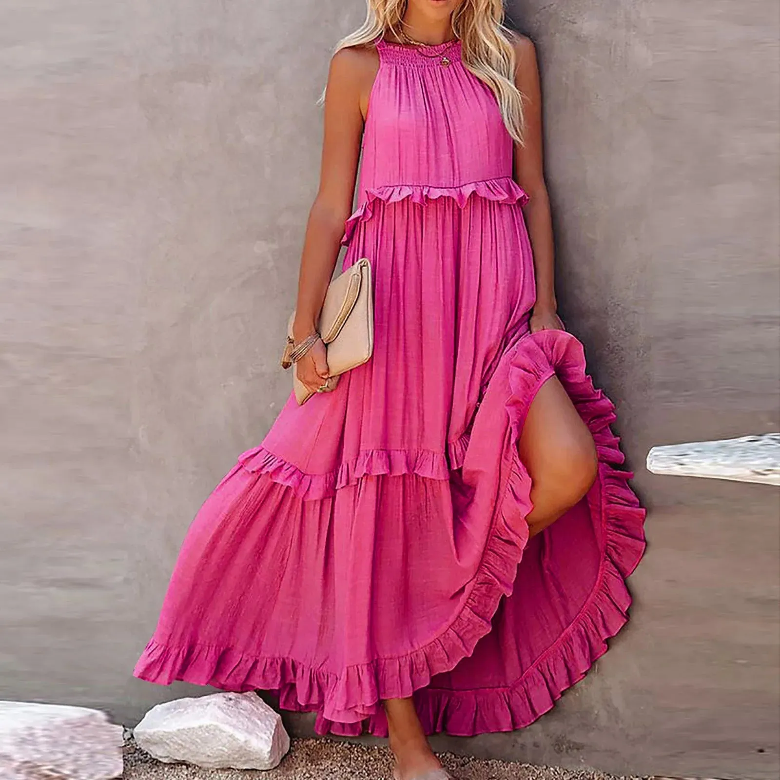 Summer Cute Long Dress Outfits Women 2025 Sleeveless Casual Flowy Plus Size Sexy Maxi Dress Formal Occasions Evening Party