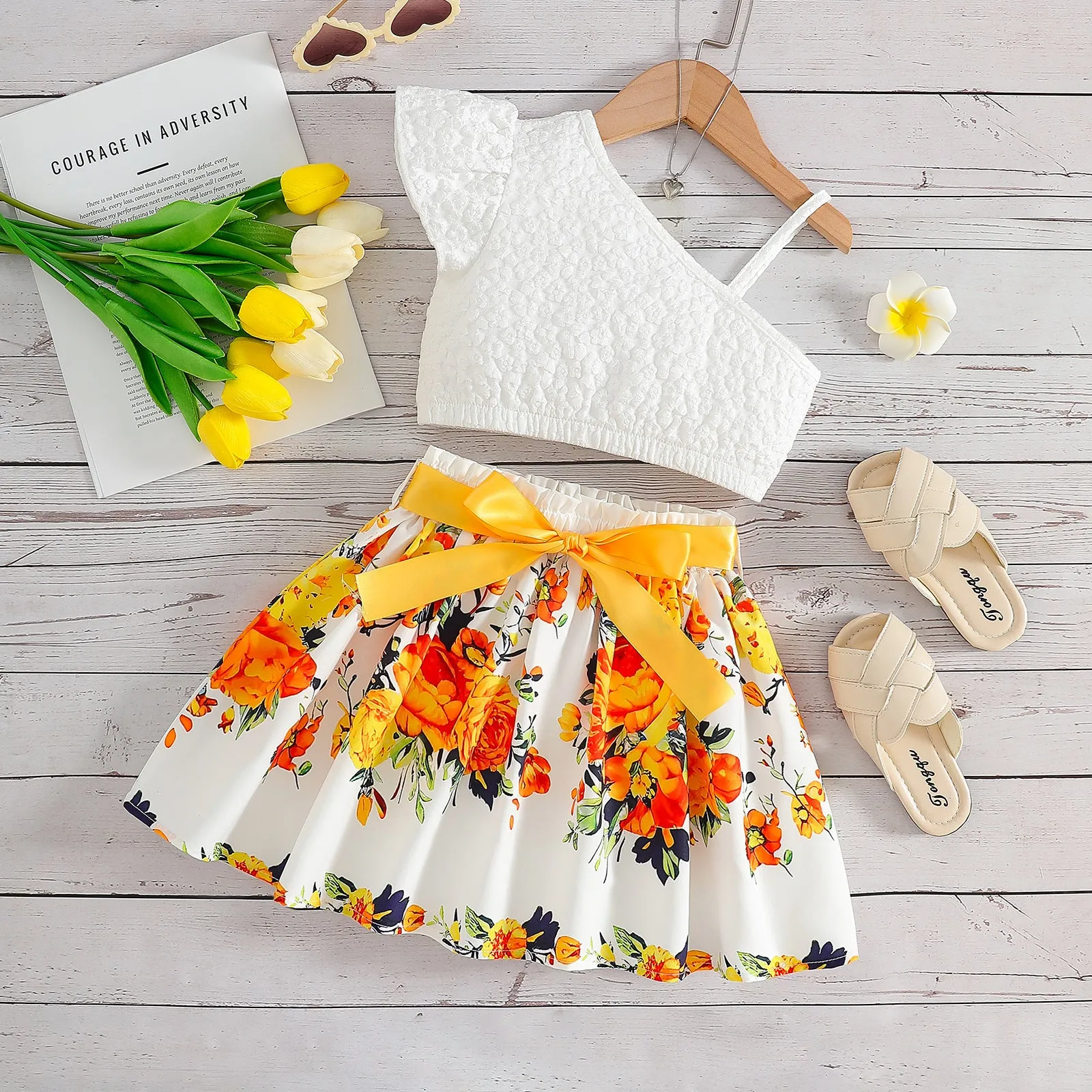 Summer new girls' skirts outer wear summer floral hot pants thin breathable fashion culottes new culottes