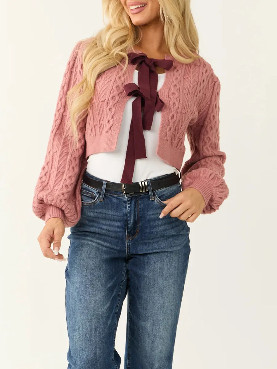 thanksgiving outfit JazzHer New Fashion Women Knit Sweater Front Bowknot Tie-Up Long Sleeve Pullovers Fall Winter Casual Jumpers Tops Hot Sale S-XL