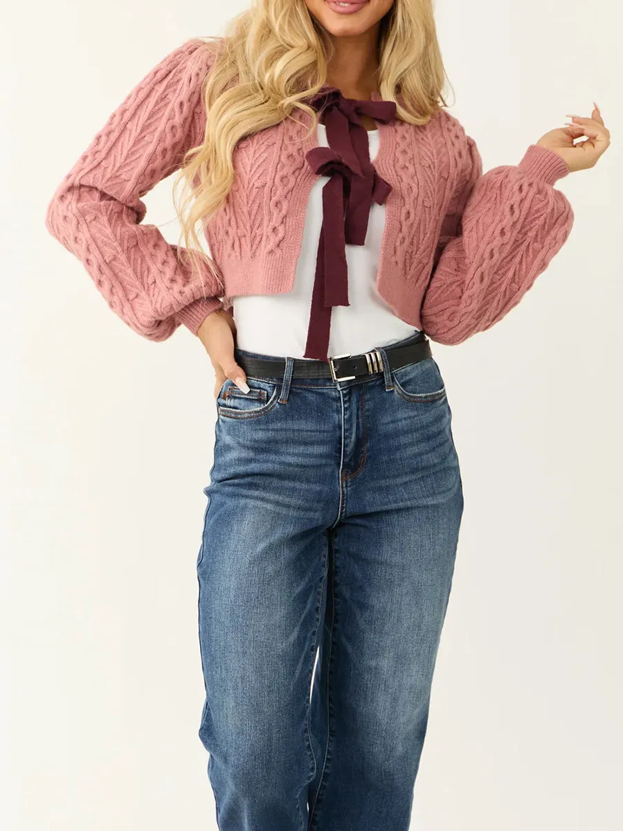 thanksgiving outfit JazzHer New Fashion Women Knit Sweater Front Bowknot Tie-Up Long Sleeve Pullovers Fall Winter Casual Jumpers Tops Hot Sale S-XL