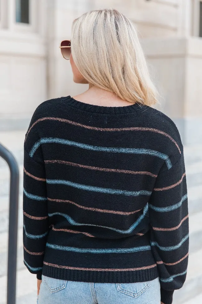 Thinking About You Black Striped Crew Neck Sweater FINAL SALE