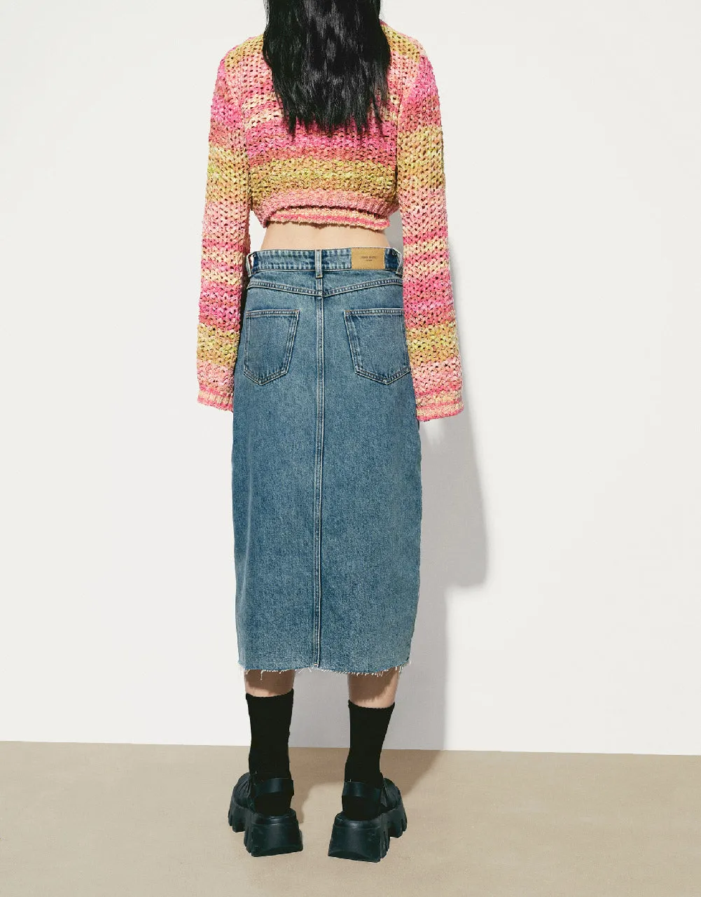 Tie Front Striped Knitted Cardigan