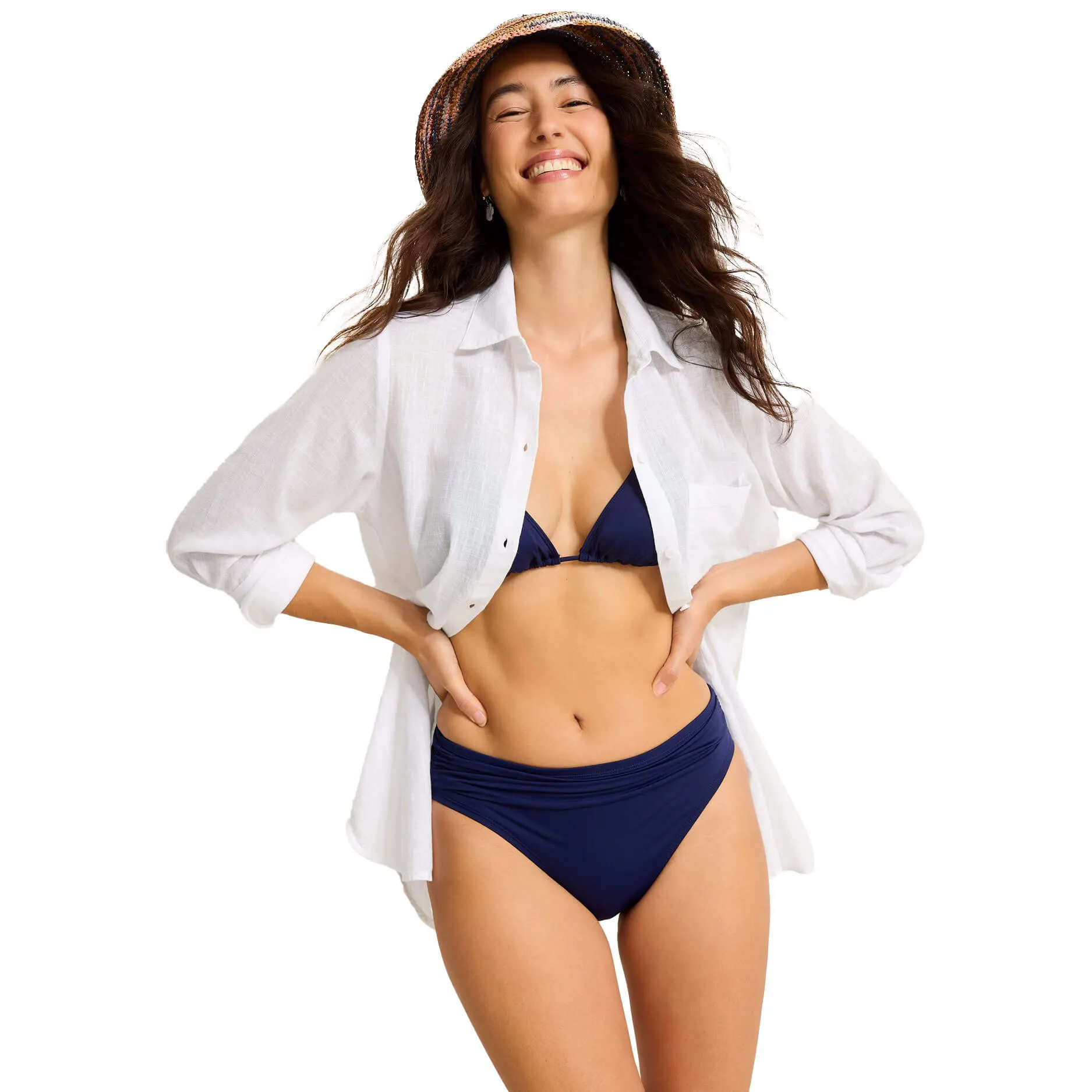 Tommy Bahama Shoreline Cotton Boyfriend Shirt Cover Up- White