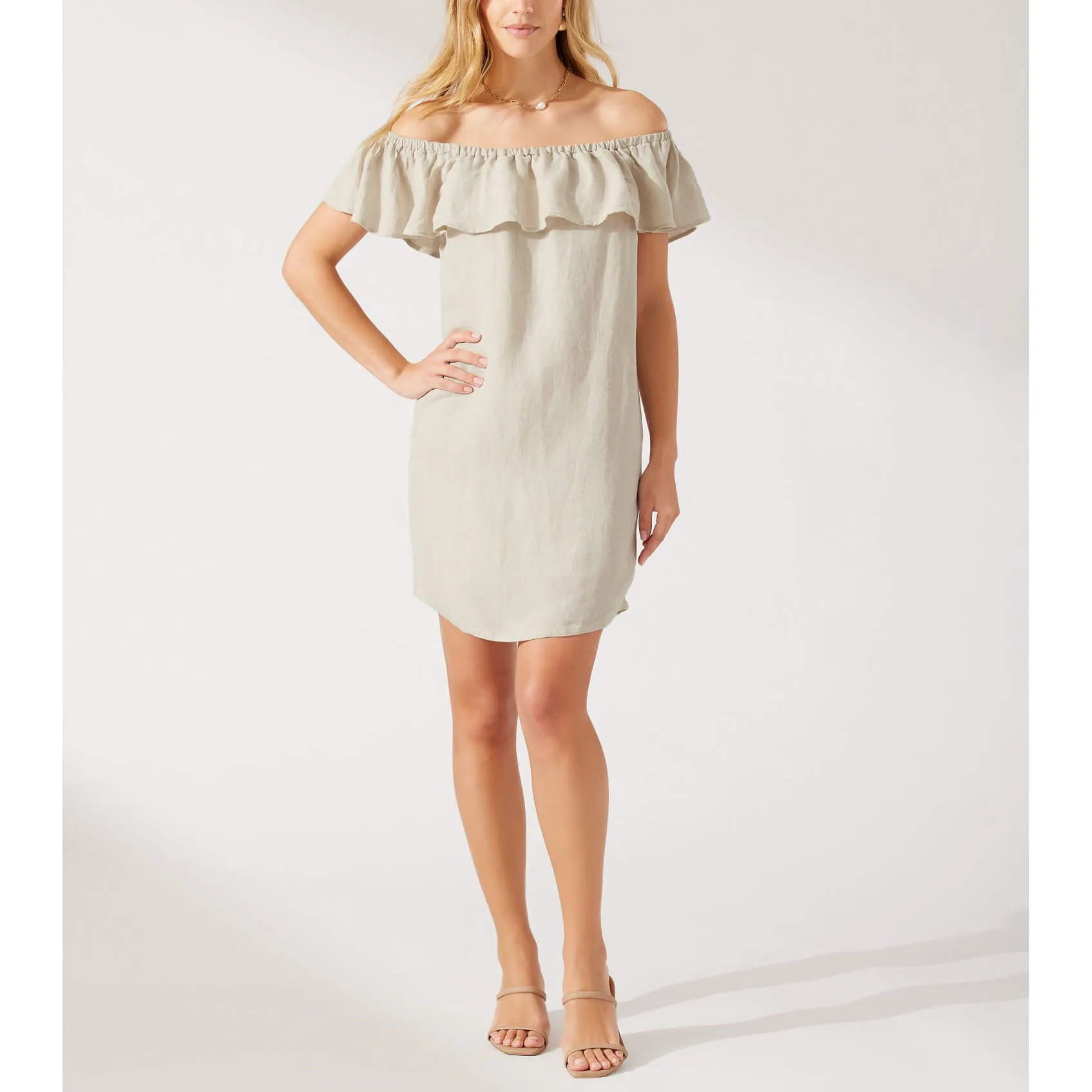 Tommy Bahama St. Lucia Off The Shoulder Ruffle Dress Coverup - Twill