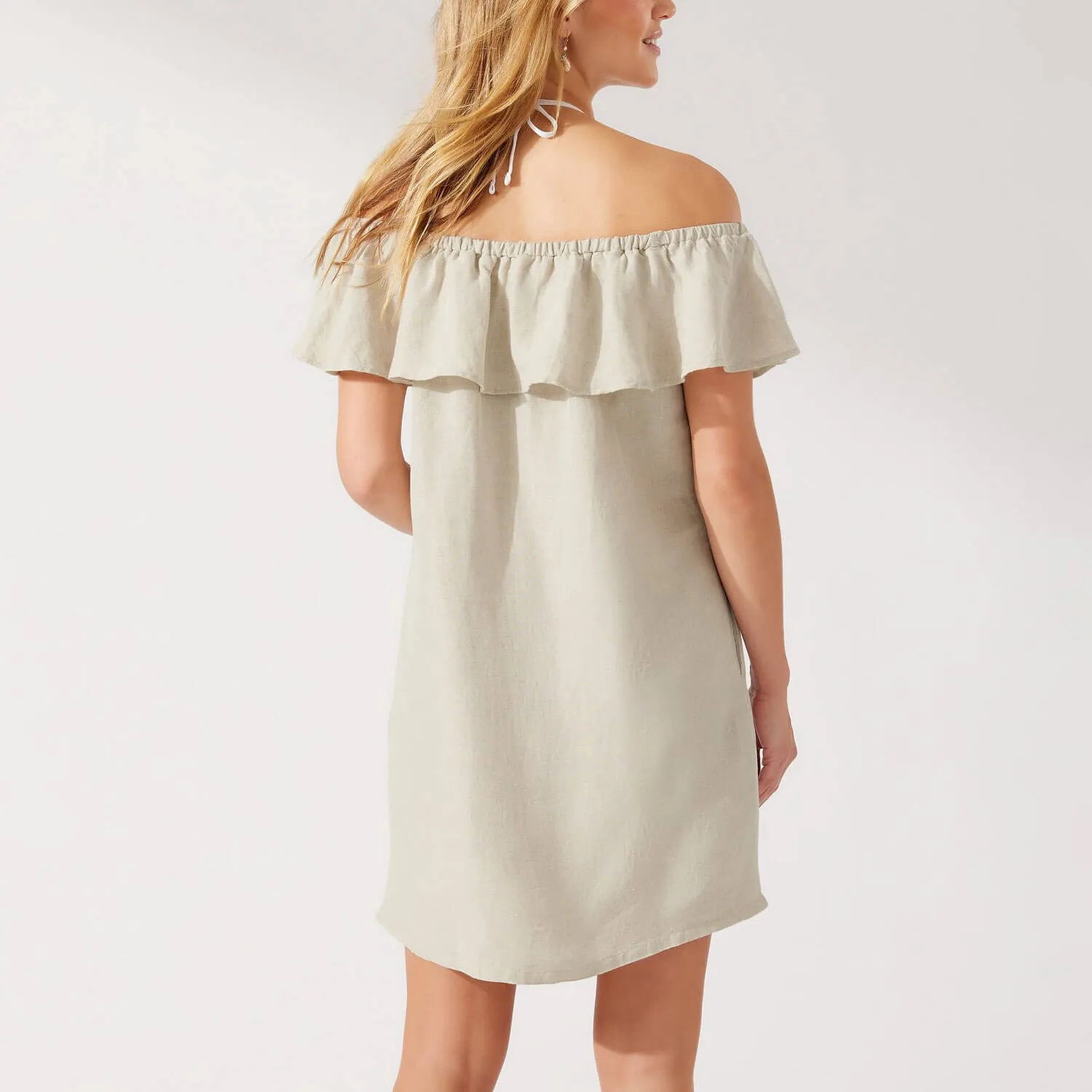 Tommy Bahama St. Lucia Off The Shoulder Ruffle Dress Coverup - Twill