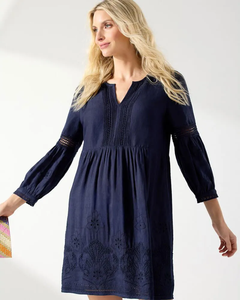 Tommy Bahama St. Lucia Split Neck Dress Cover Up - Mare Navy