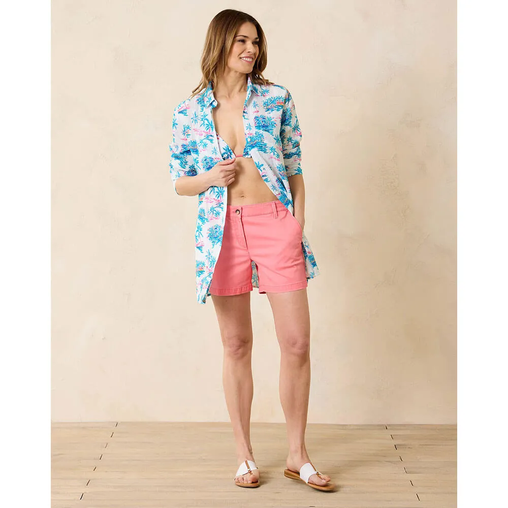 Tommy Bahama Tropical Oasis Boyfriend Shirt Cover Up - White