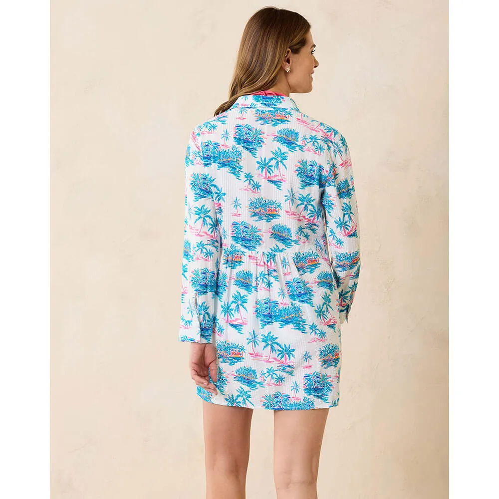 Tommy Bahama Tropical Oasis Boyfriend Shirt Cover Up - White