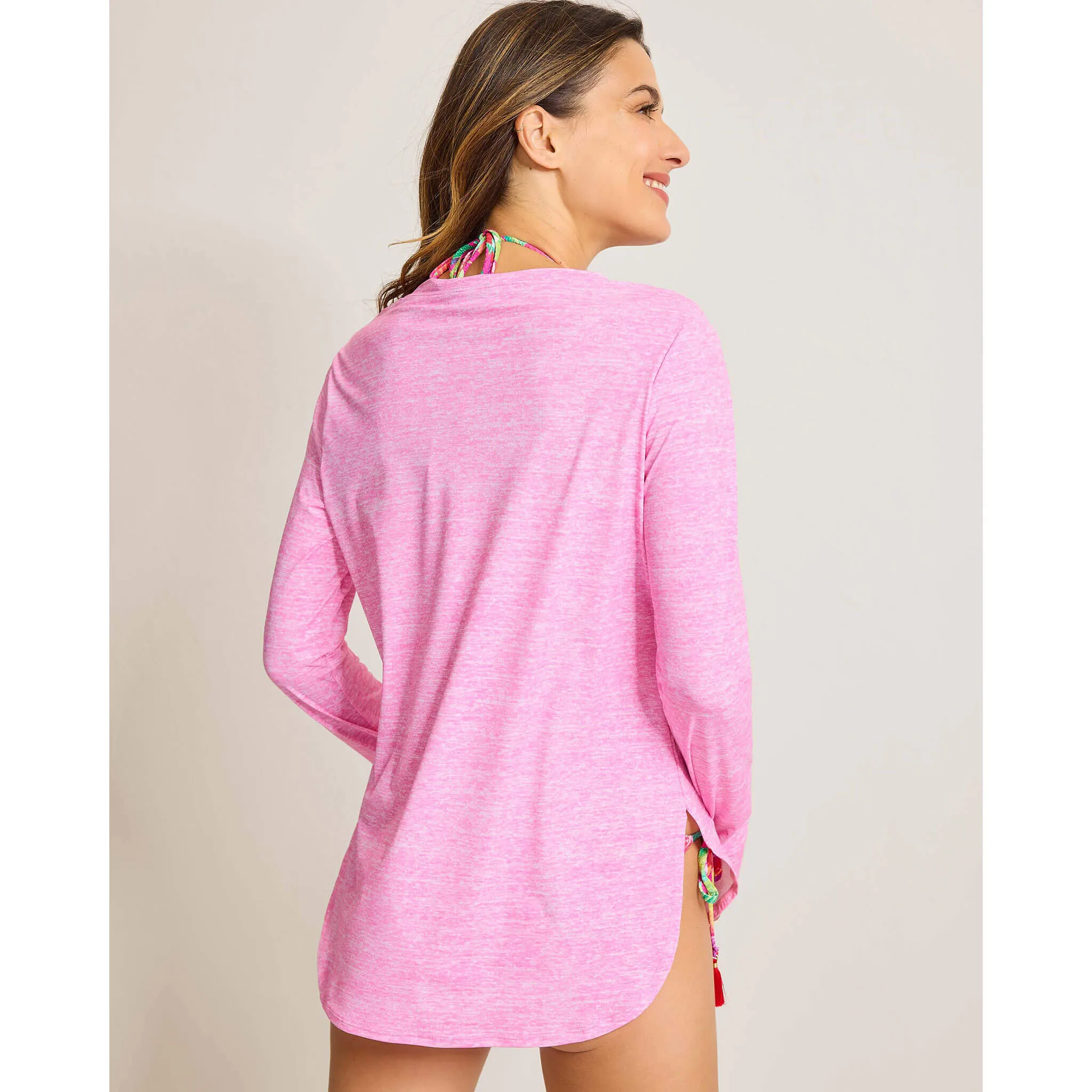 Tommy Bahama Womens Active L/S Relaxed Tee Coverup - Preppy Pink
