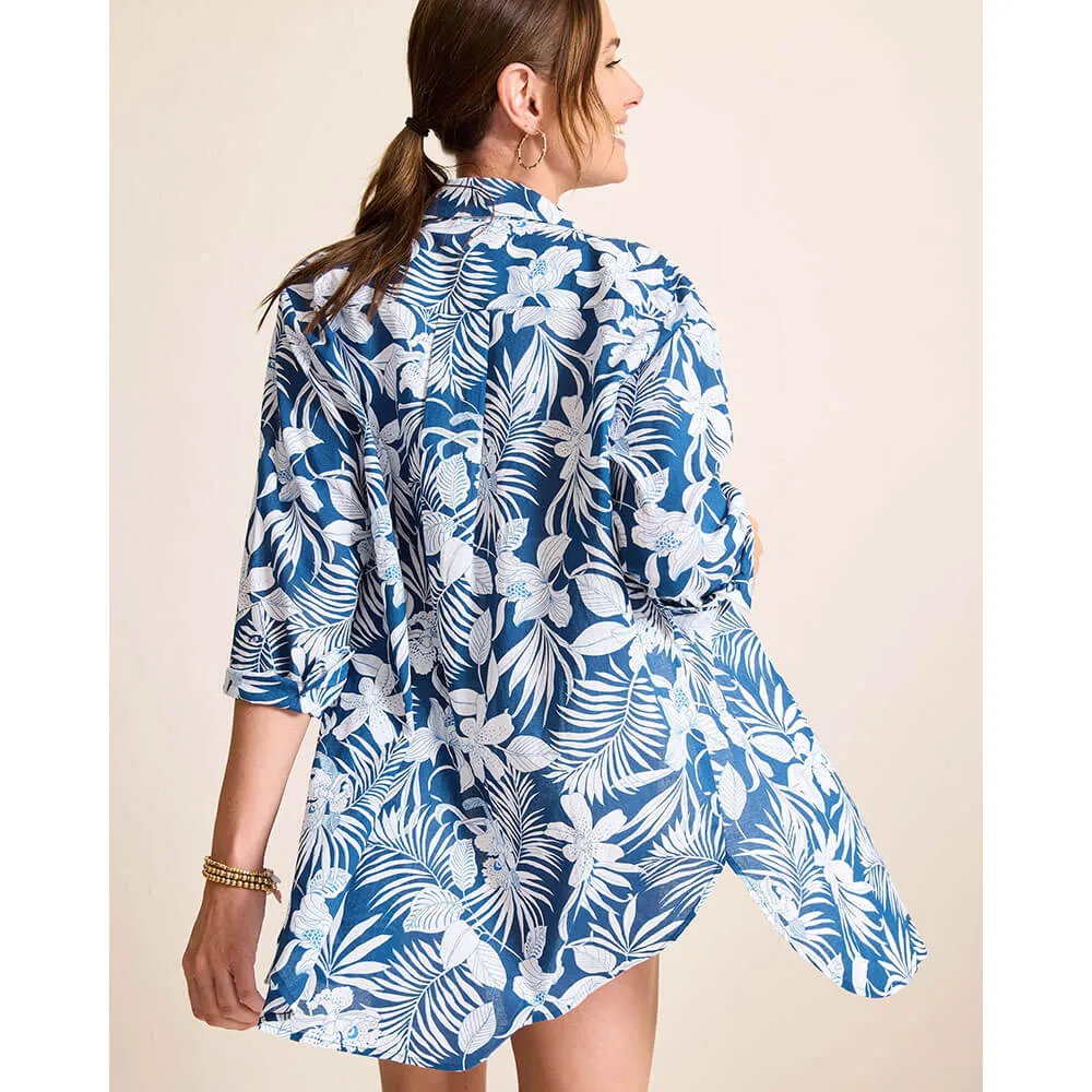 Tommy Bahama Womens Blooms Boyfriend Shirt Coverup - Indigo Tide*
