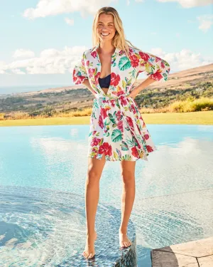 Tommy Bahama Womens Fiesta Floral Shirt Dress Coverup - White