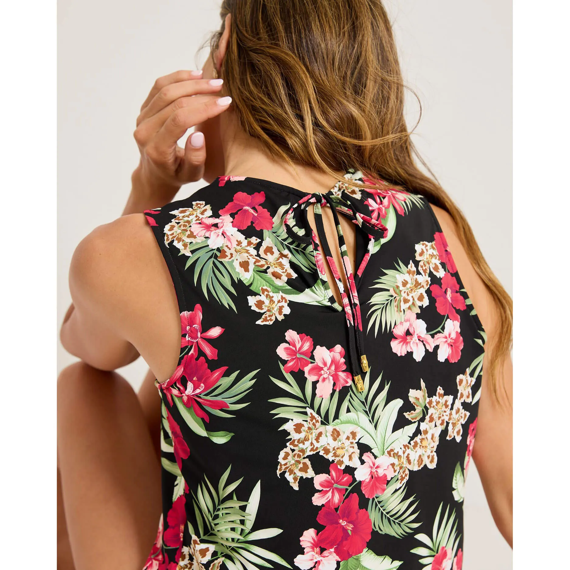 Tommy Bahama Womens Lily Cat Split Neck Romper Coverup - Black