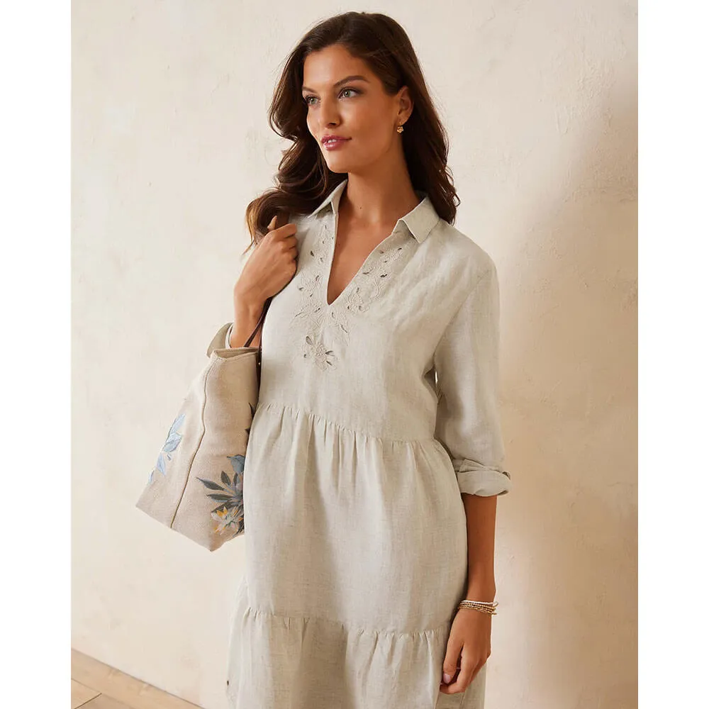 Tommy Bahama Womens St. Lucia Embroidered Collar Dress Coverup - Twill