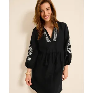 Tommy Bahama Womens St. Lucia Floral Embroidered Dress Coverup - Black