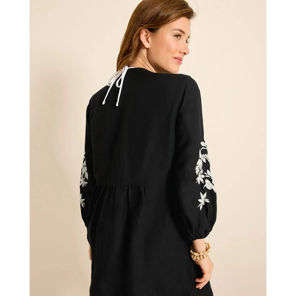 Tommy Bahama Womens St. Lucia Floral Embroidered Dress Coverup - Black