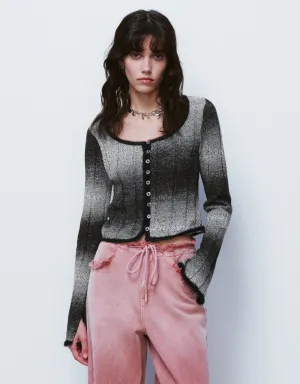 U Neck Skinny Knitted Cardigan