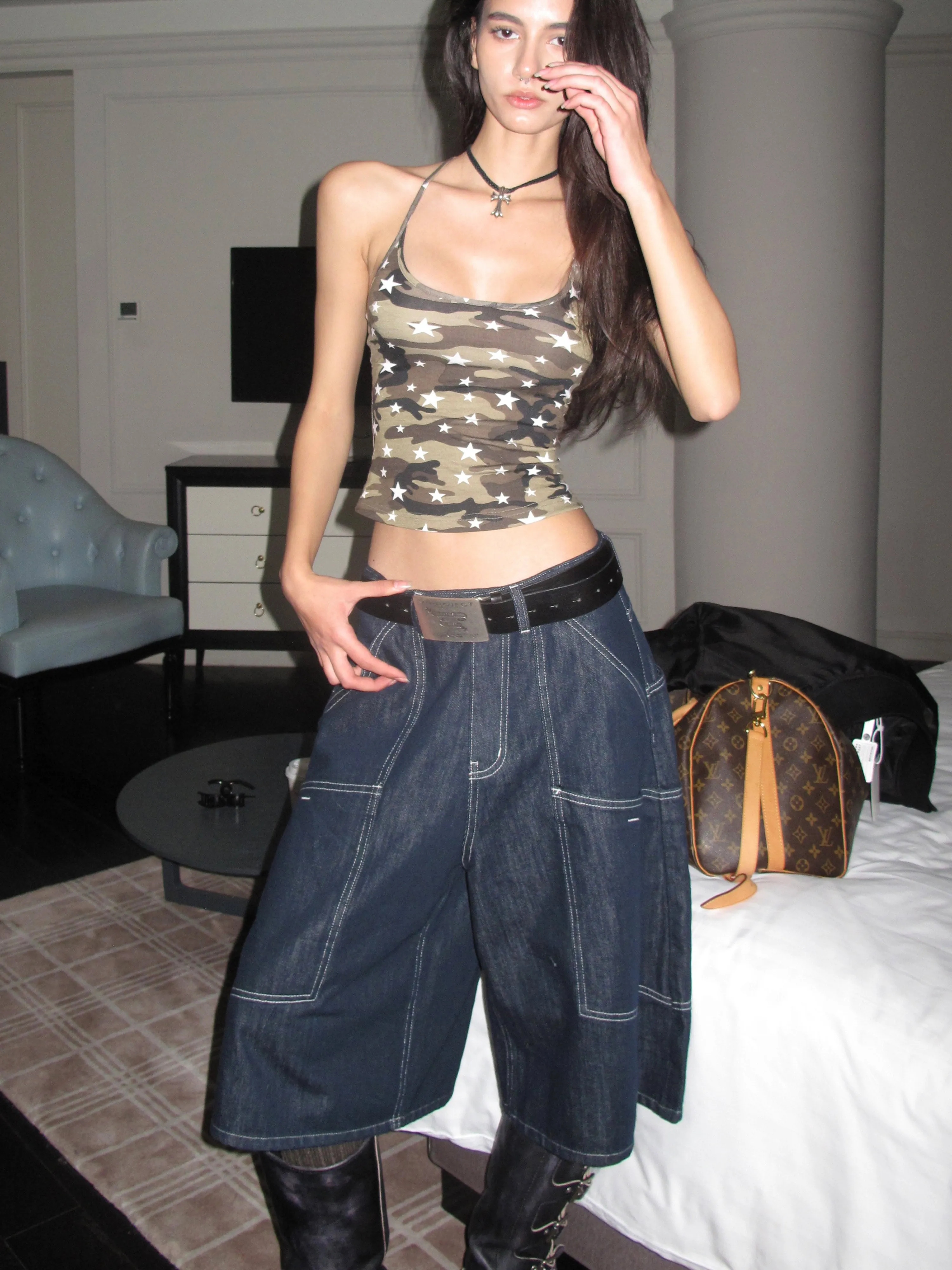 Urban Edge Wide-Leg Denim Culottes
