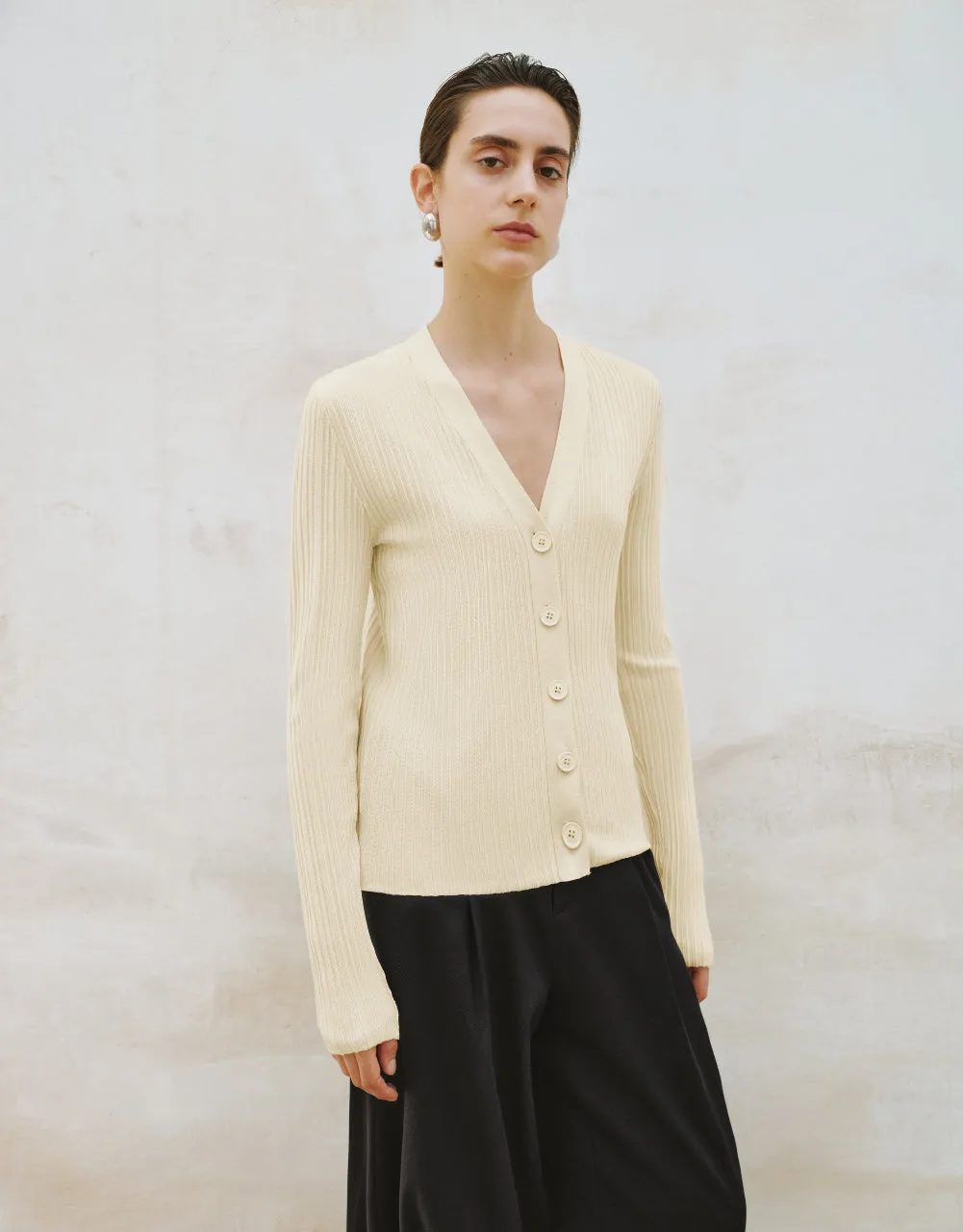 V-Neck Knitted Cardigan