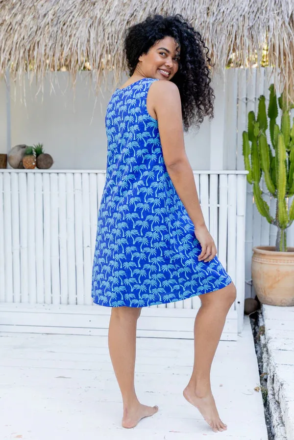 West Indies Wear Palm Tree Dress - Nautical Blue
