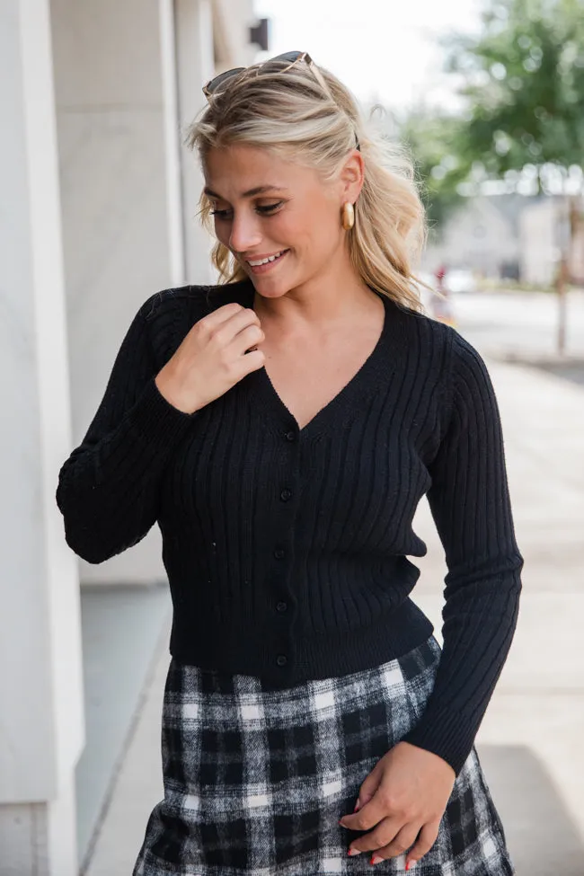 What You Needed Black Ribbed Cardigan FINAL SALE