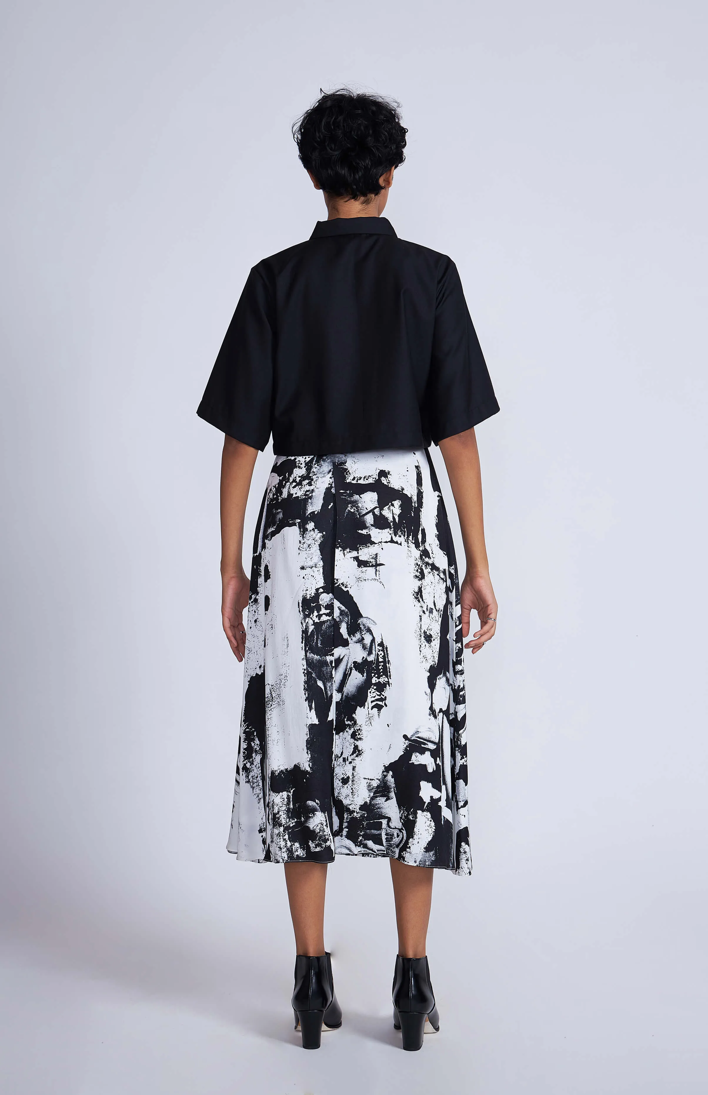 White black kafka layered culottes