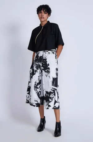 White black kafka layered culottes