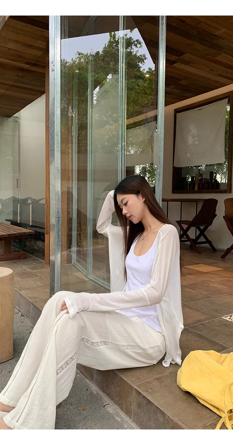 white knit cardigan