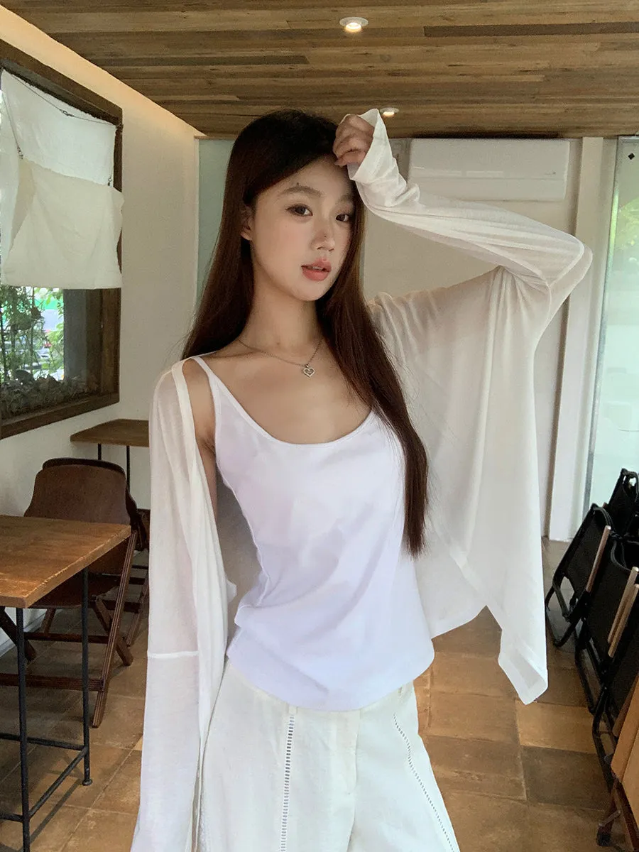 white knit cardigan
