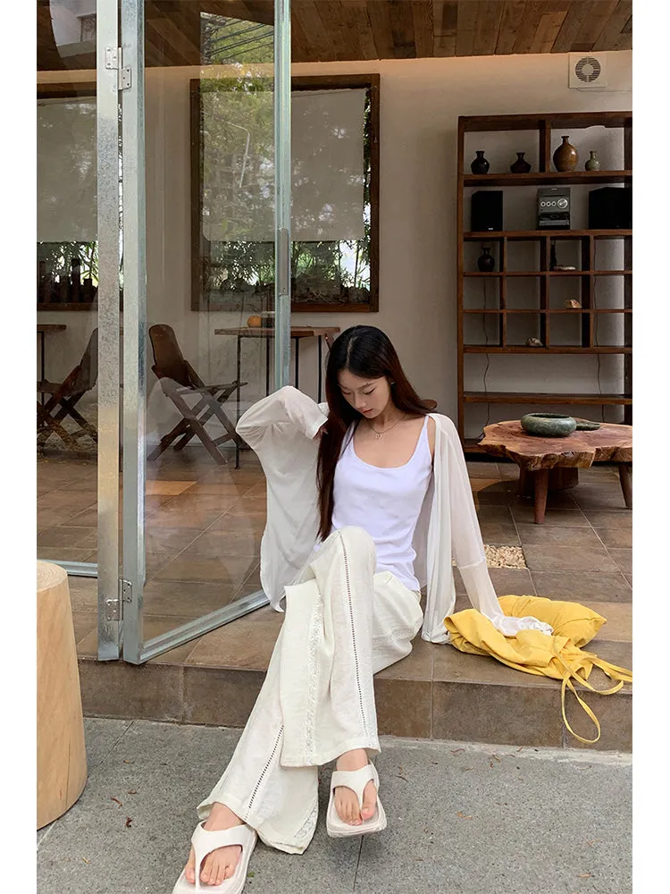 white knit cardigan