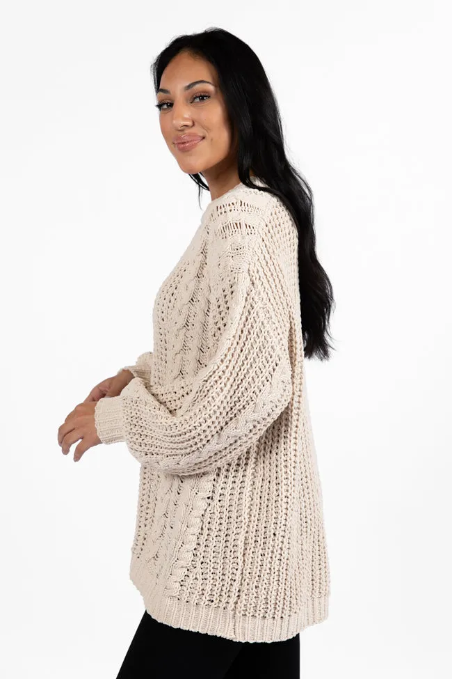 Wide Open Spaces Beige Chenille Cable Knit Oversized Sweater FINAL SALE