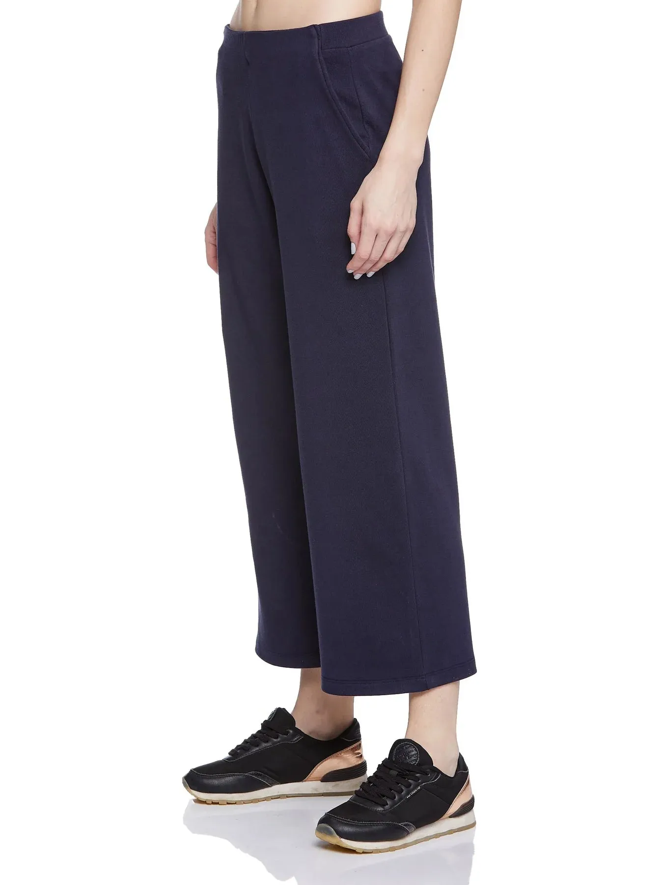 Women Pink Organic Cotton T-shirt with TOP STITCHED JERSEY CULOTTES (BLACK)