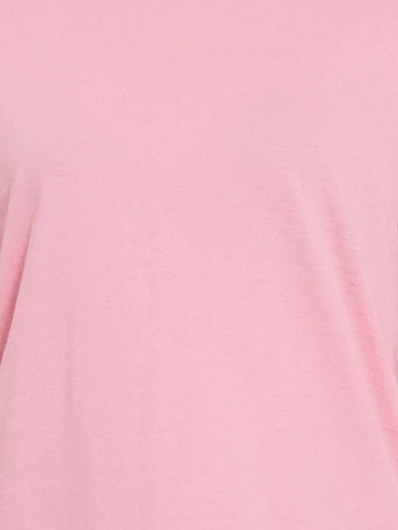 Women Pink Organic Cotton T-shirt with TOP STITCHED JERSEY CULOTTES (BLACK)